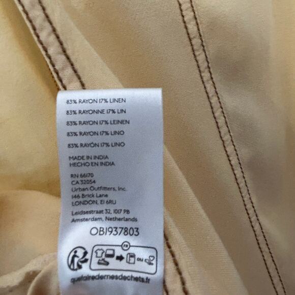 NEW Urban Outfitters Butter Yellow Romper Contrast Stitching Linen Blend Medium - Picture 6 of 8